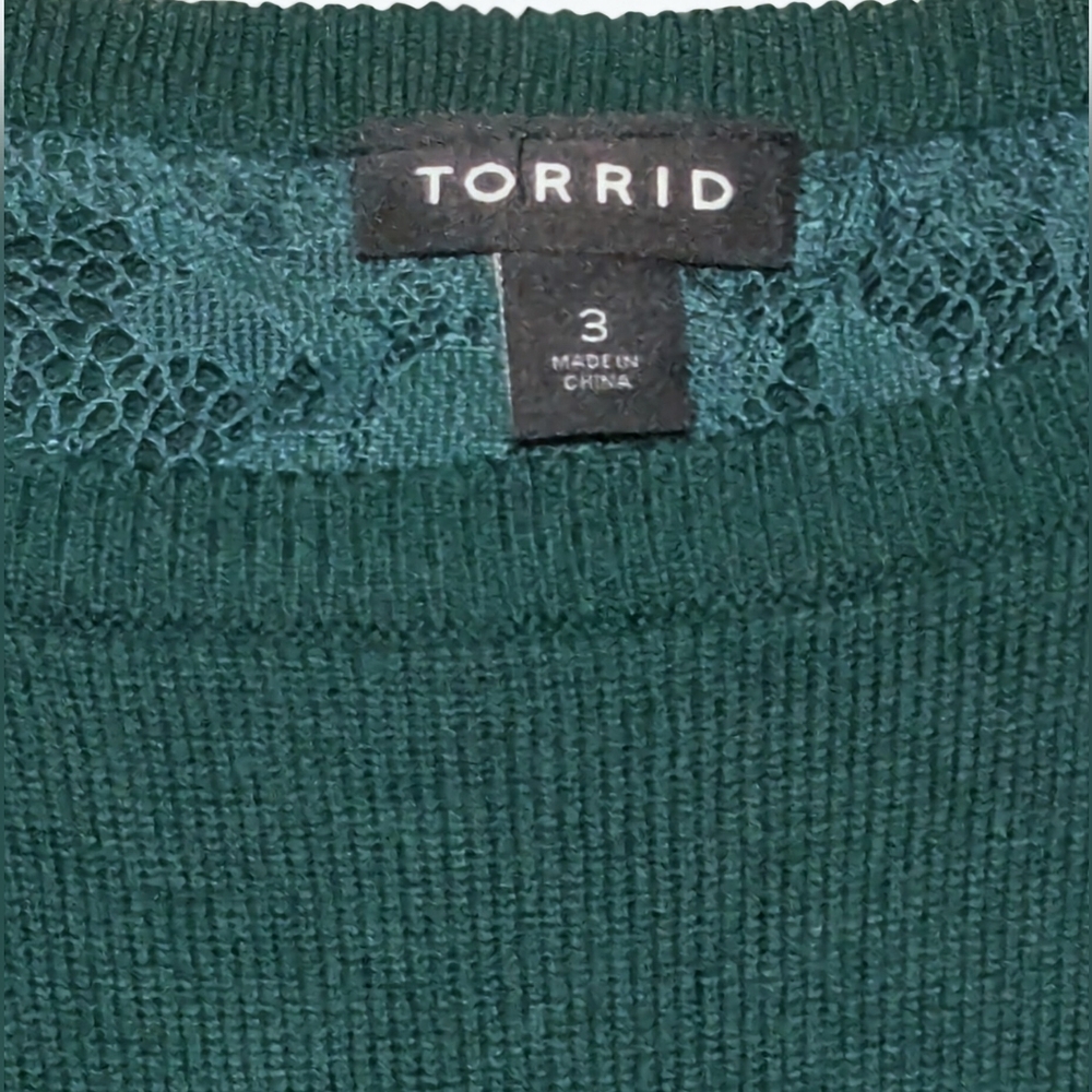 Torrid Green Lace Back Sweater Size 3X - Picture 3 of 5